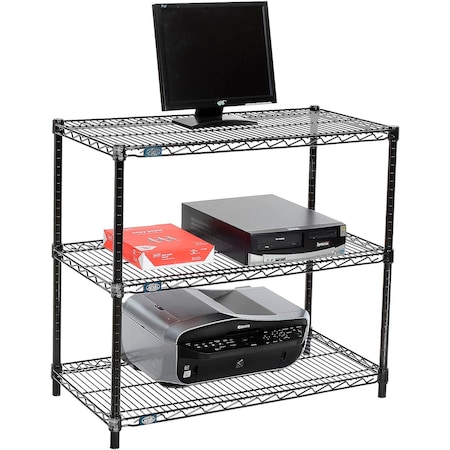 Nexel 3-Shelf Black Wire Shelf Printer Stand, 36inW x 18inD x 34inH 695359BK
